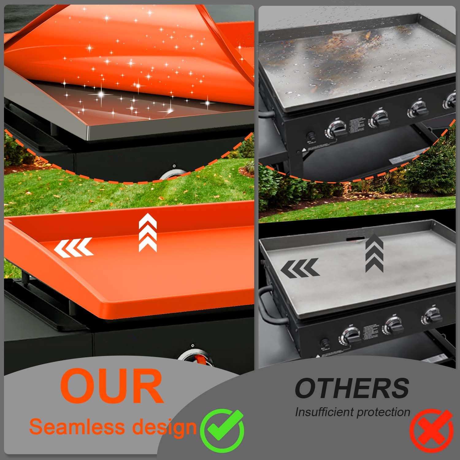 BANGIE covering tabletop Blackstone demonstrating weather protection