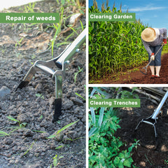 BARAYSTUS hoe in use slicing surface weeds to save time and reduce bending