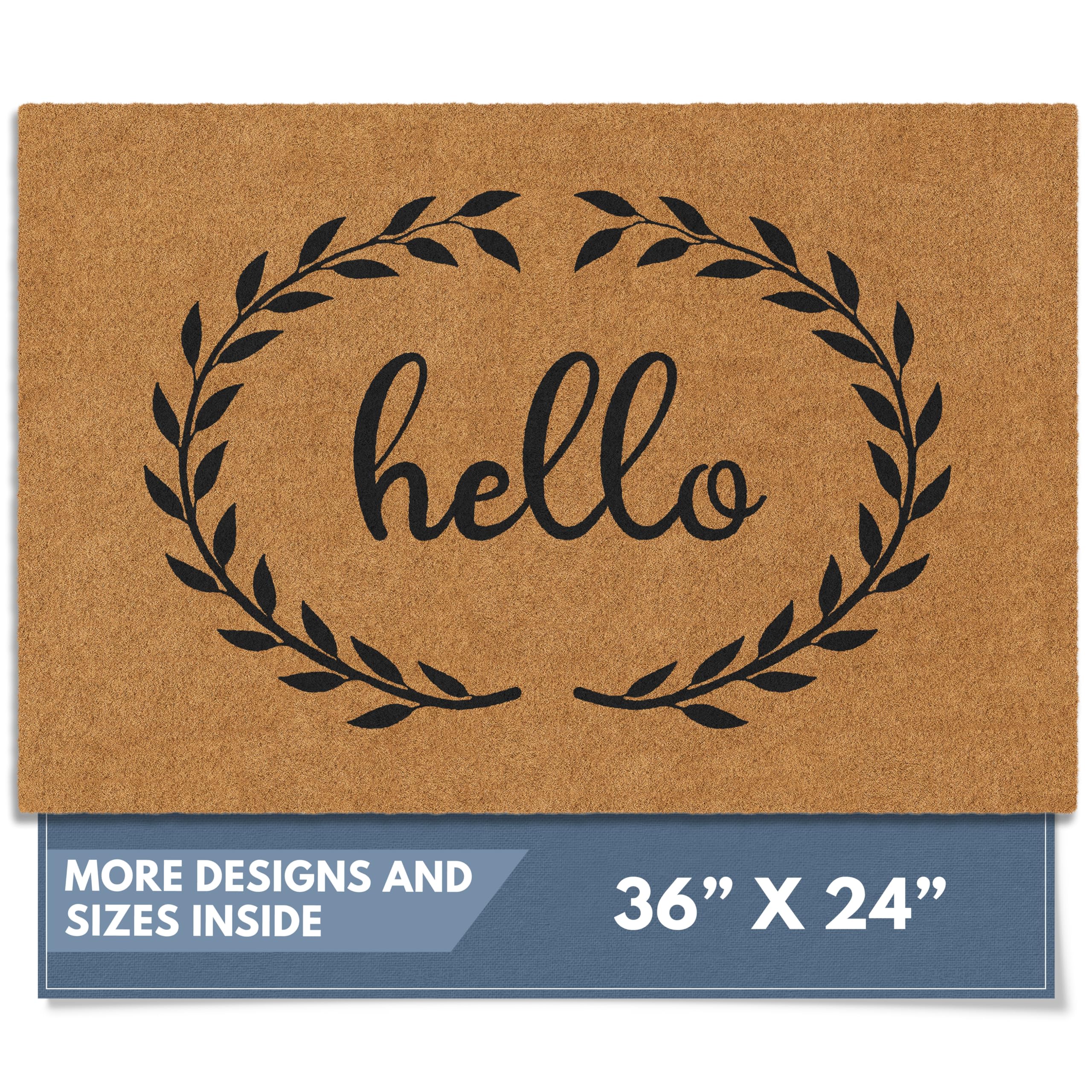 Barnyard Designs front view hello wreath mat welcoming entry benefit