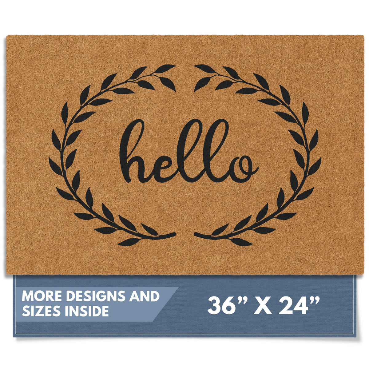 Barnyard Designs front view hello wreath mat welcoming entry benefit