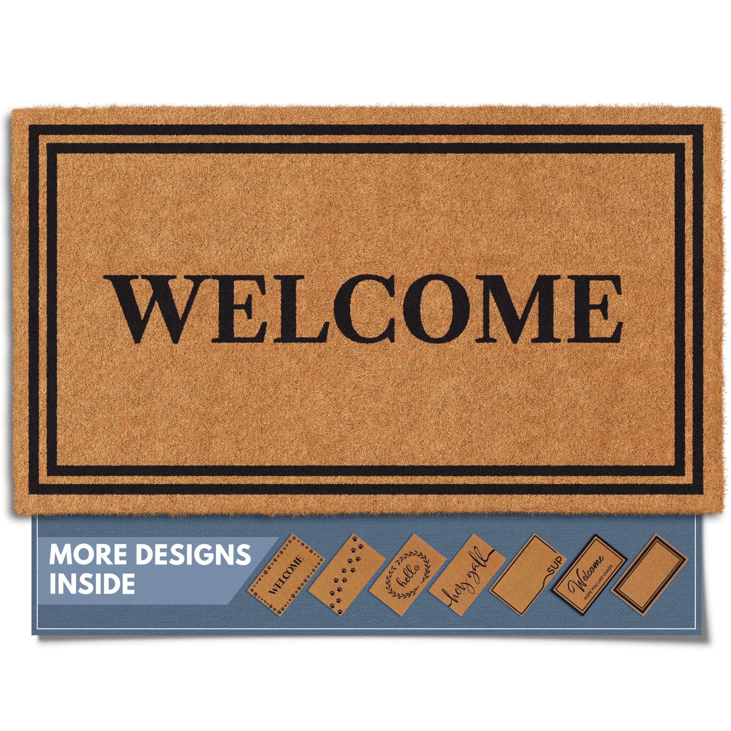 Barnyard Designs front view welcome coir mat shows classic style and curb appeal