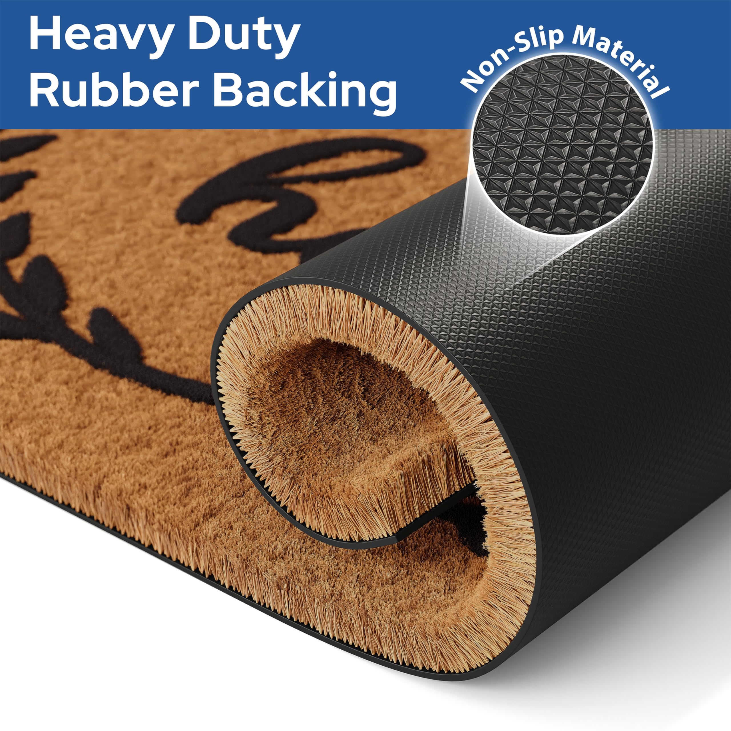 Barnyard Designs mat on mudroom floor blocks dirt before entry