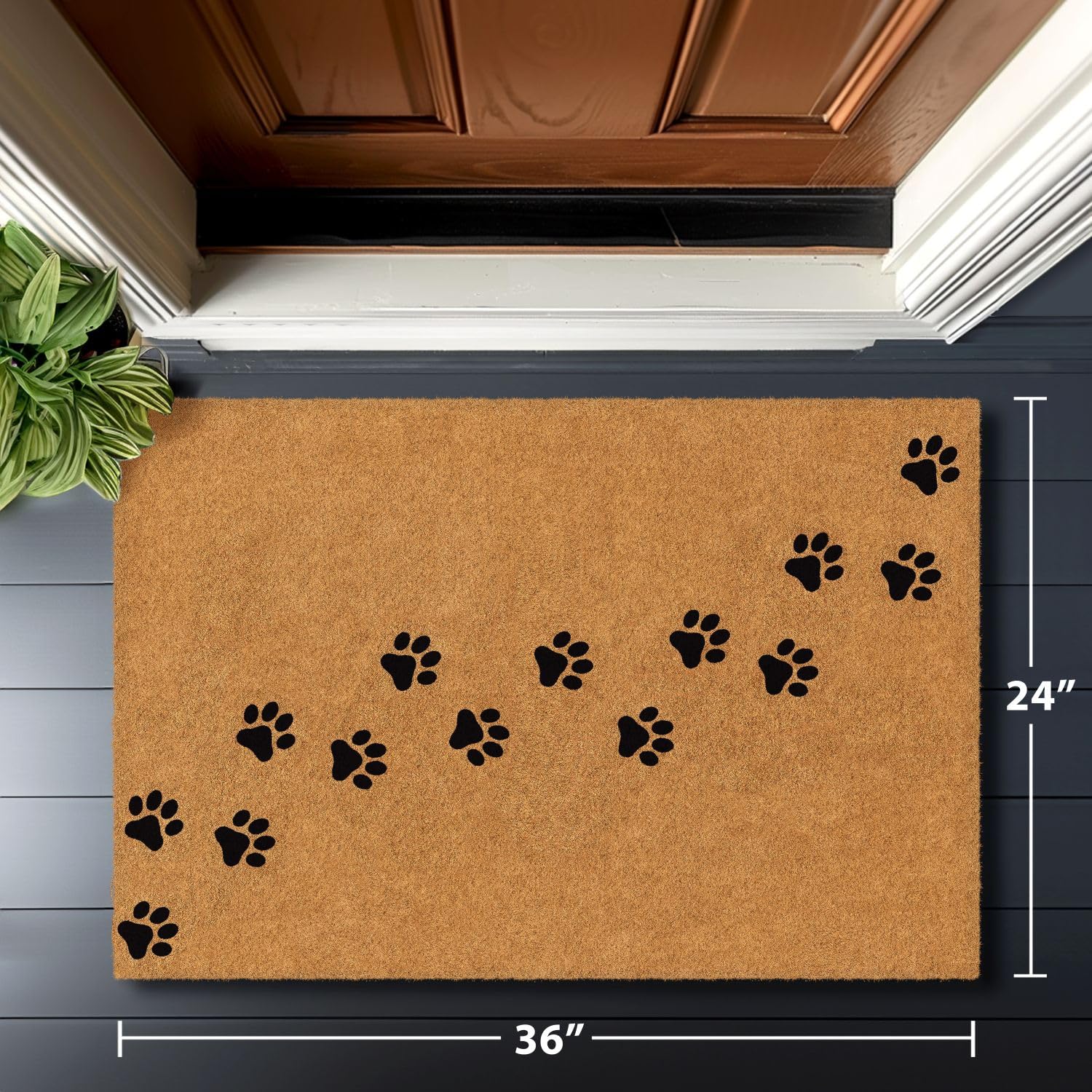 Barnyard Designs doormat with shoes to show 24x36 size and coverage