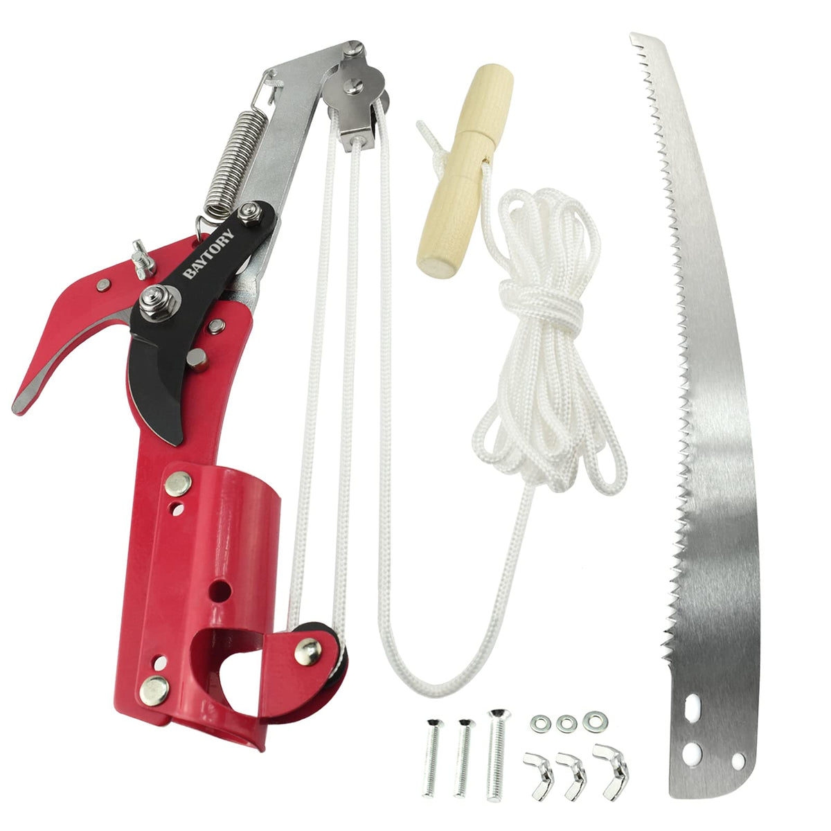 BAYTORY pruner head front view showing compact dual-use design and easy mount