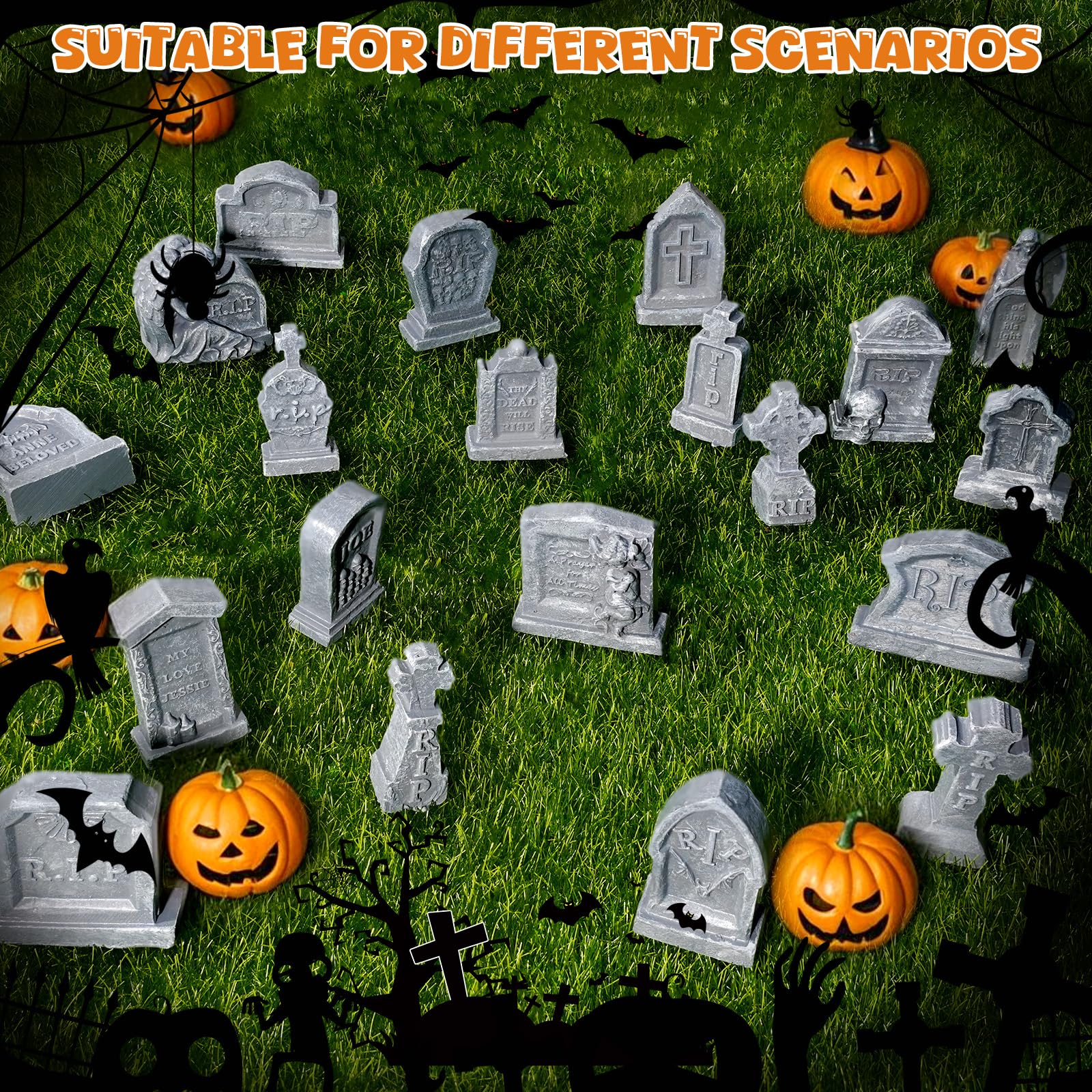 Bbiamsleep tabletop Halloween scene in use demonstrating easy decorating benefit