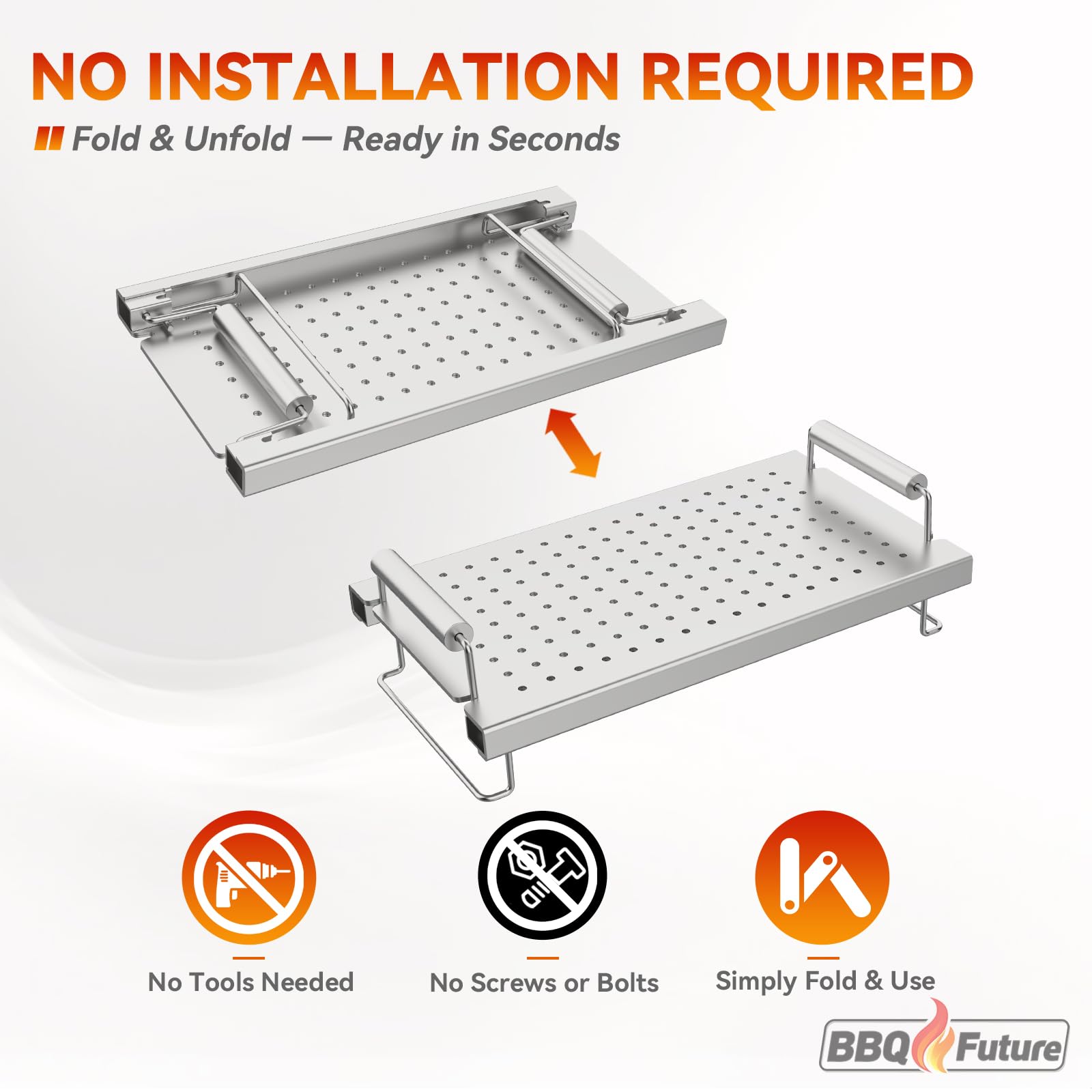 BBQ Future adjustable length being extended to match griddle width