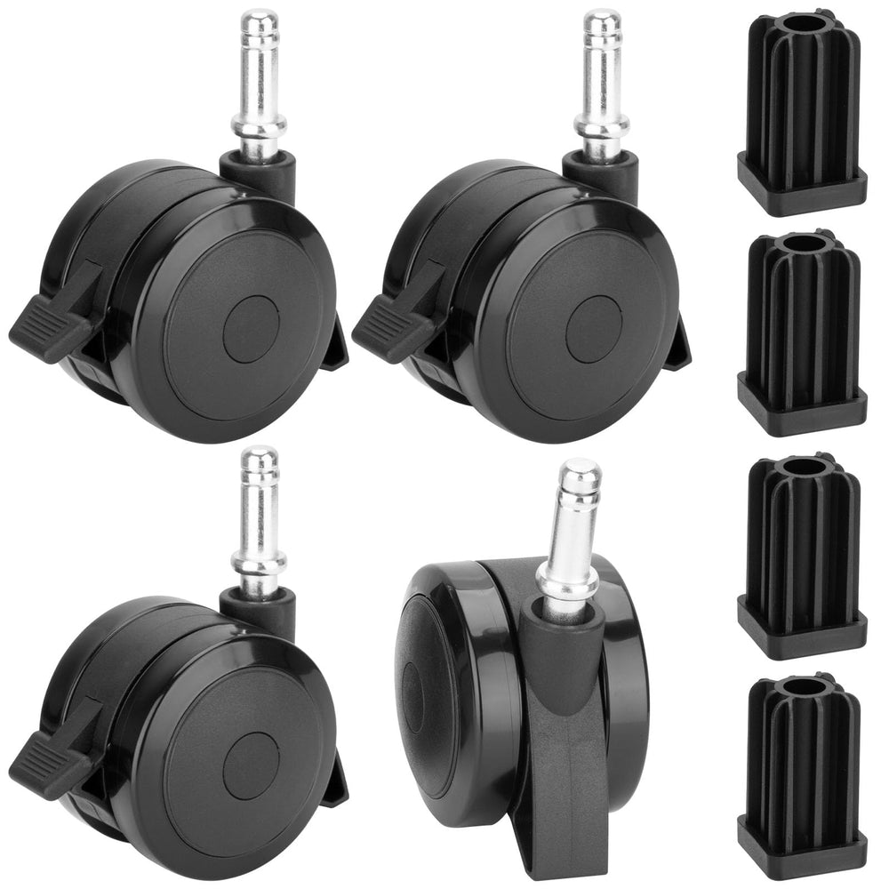 BBQ-PLUS front view of four locking caster wheels showing full kit and benefit of easy replacement