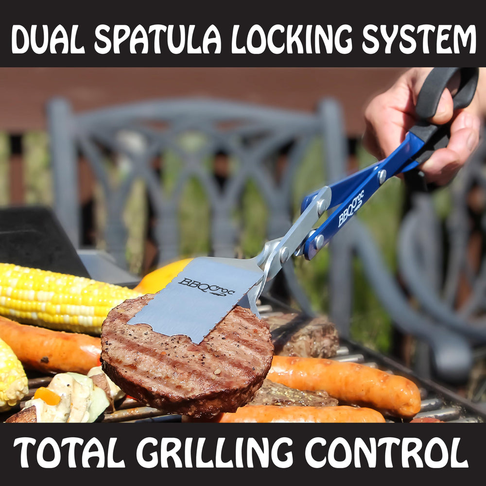 BBQCroc beside a hand and ruler to show 18-inch scale and reach
