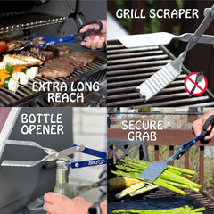 BBQCroc spatula edge close-up highlighting beveled flip control