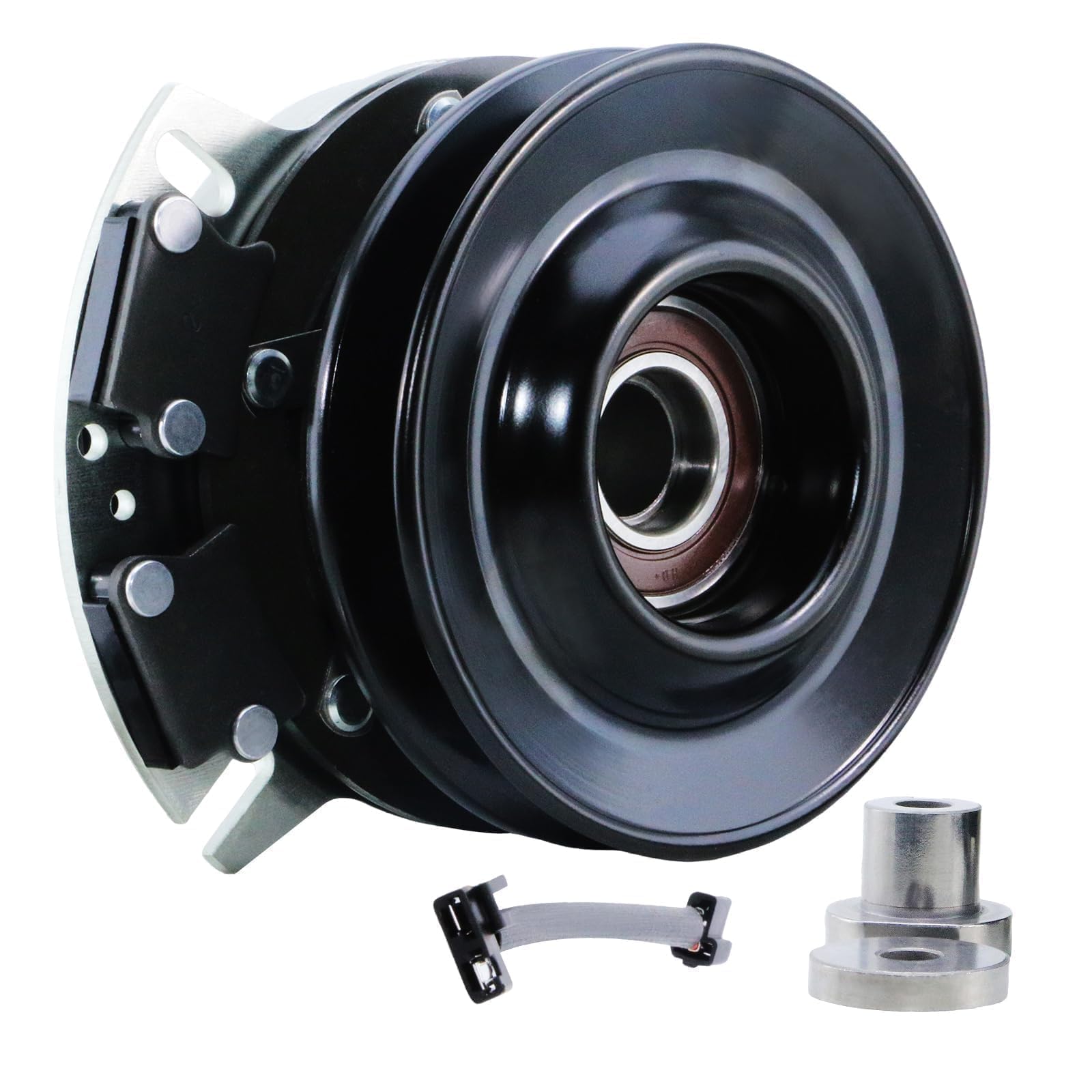BDELI clutch pulley close-up showing 6-inch diameter and consistent belt tracking