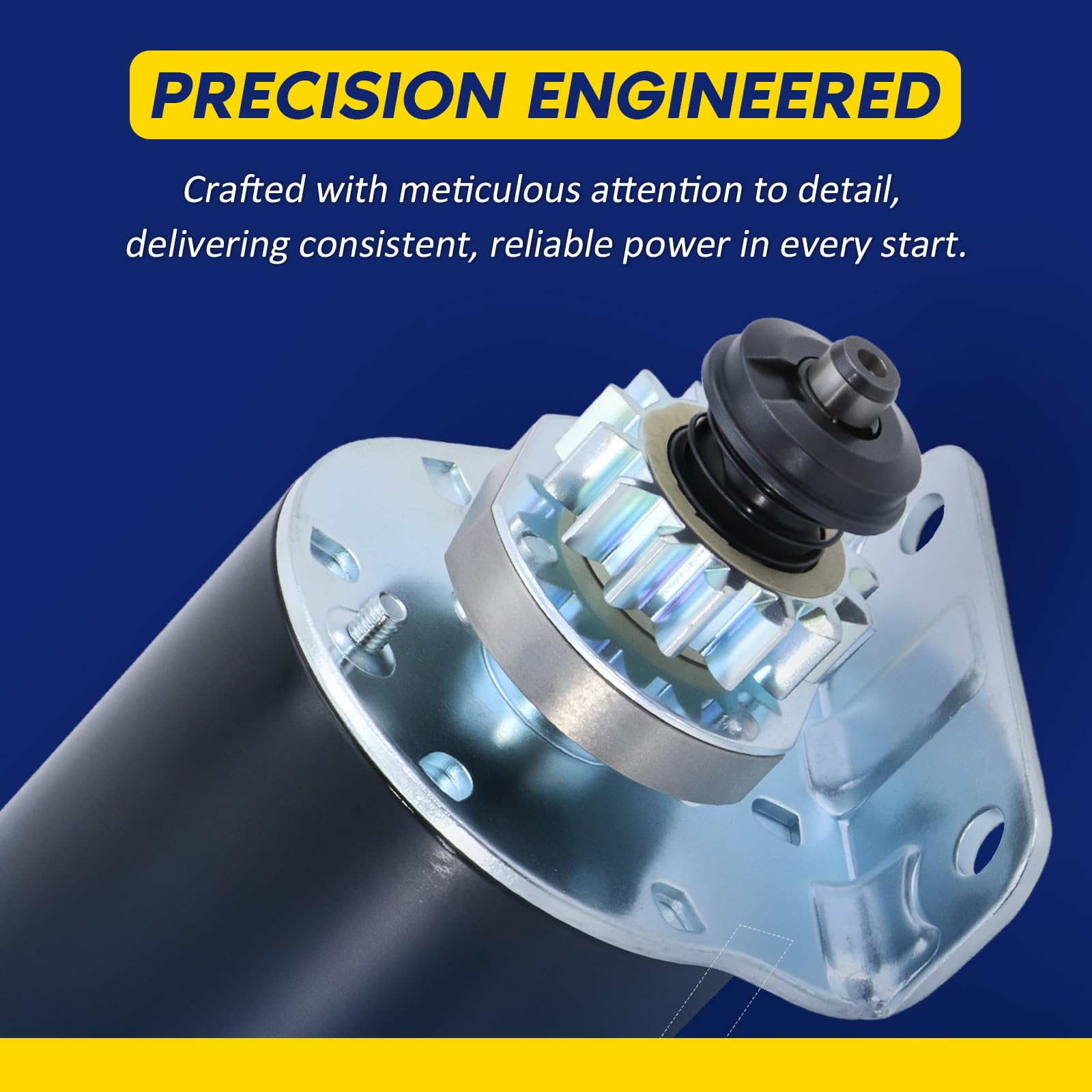 BDELI starter gear installed on shaft demonstrating direct-fit replacement advantage