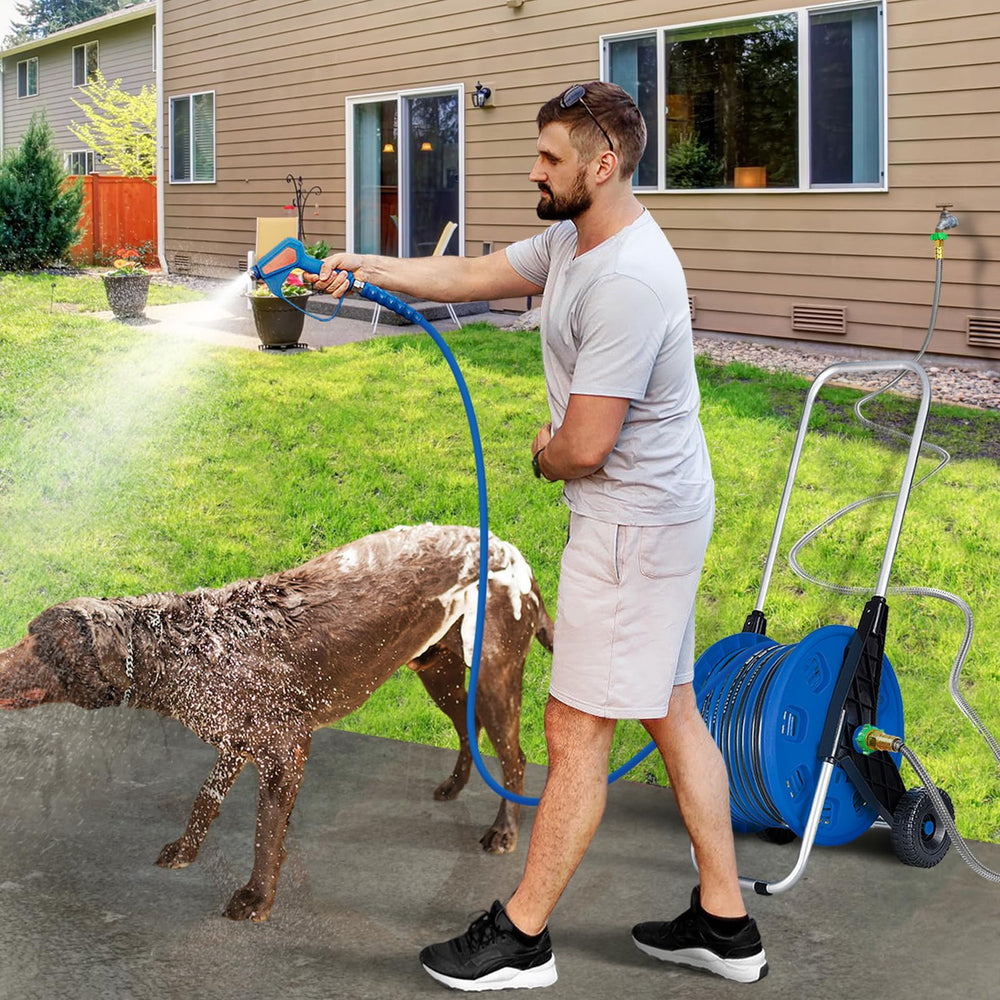 Beeplove leader hose in a garden setting for versatile outdoor cleaning and watering benefit