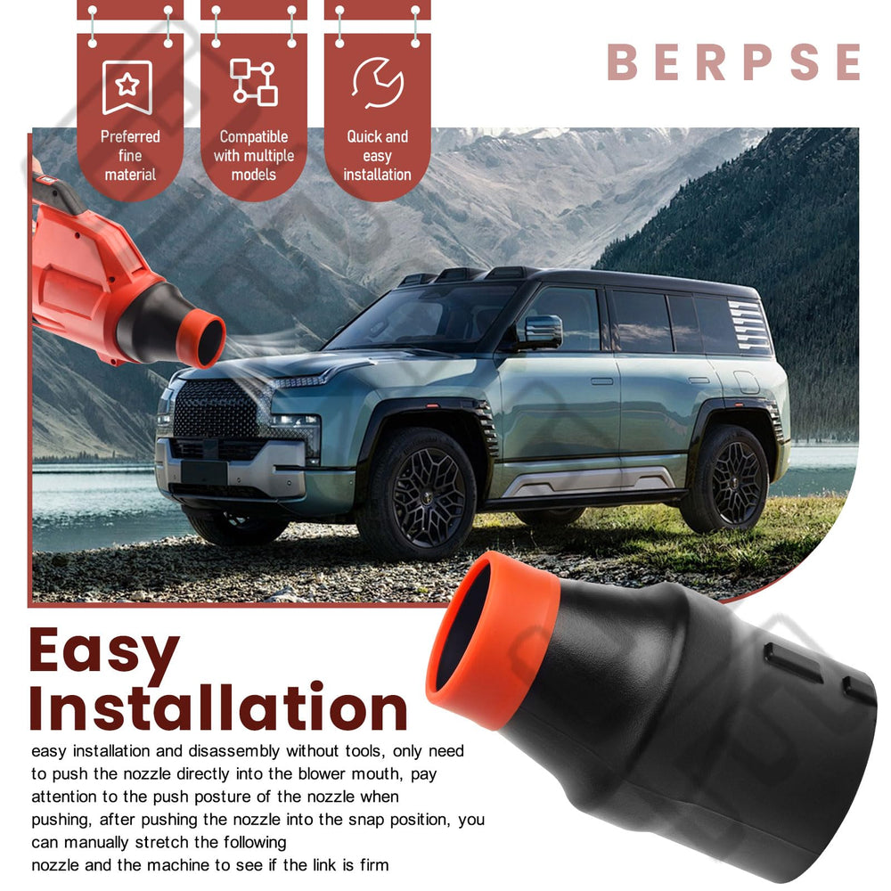 BERPSE nozzle in use drying car surface for reduced towel contact