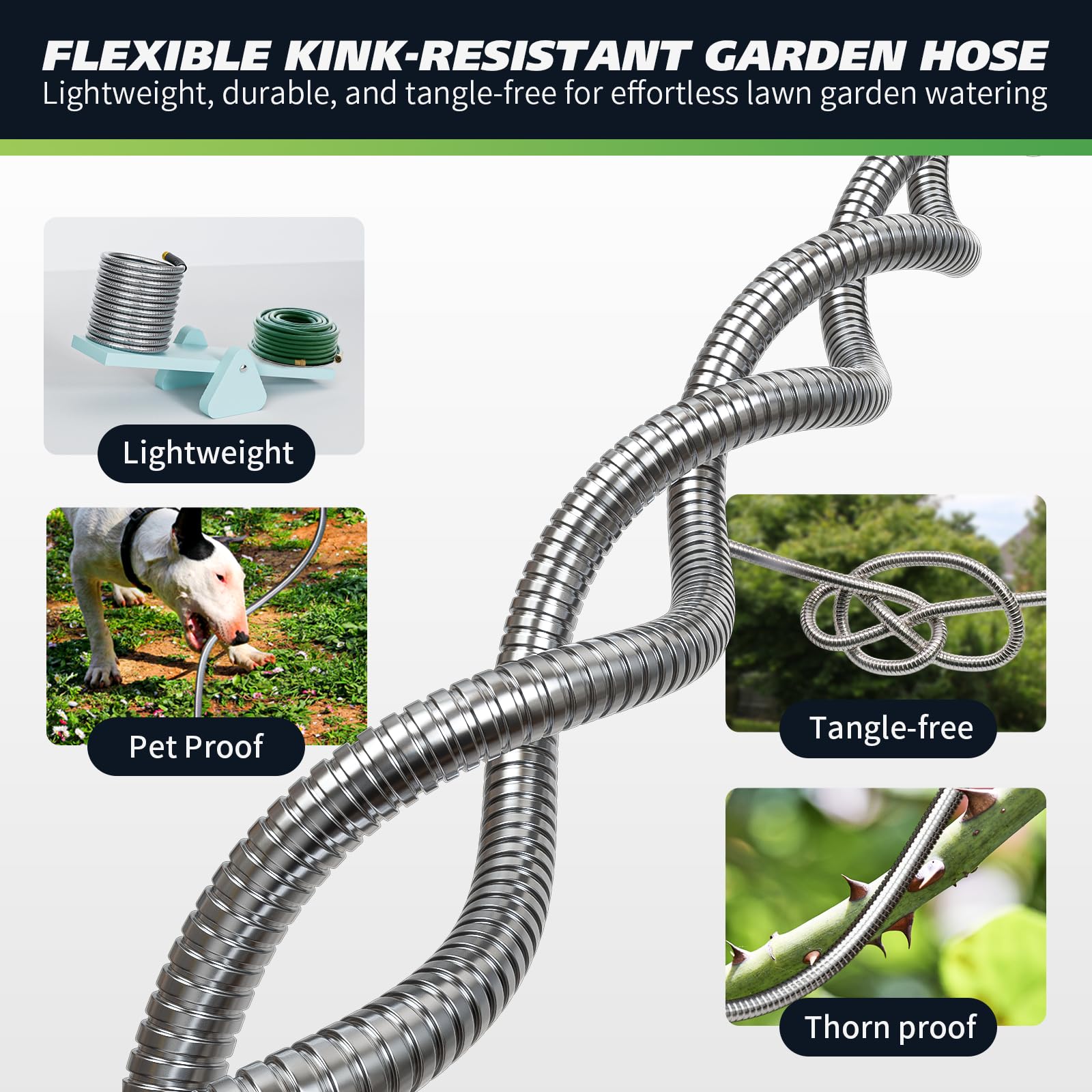 Besiter stainless steel braid detail showing kink resistance and smooth flow