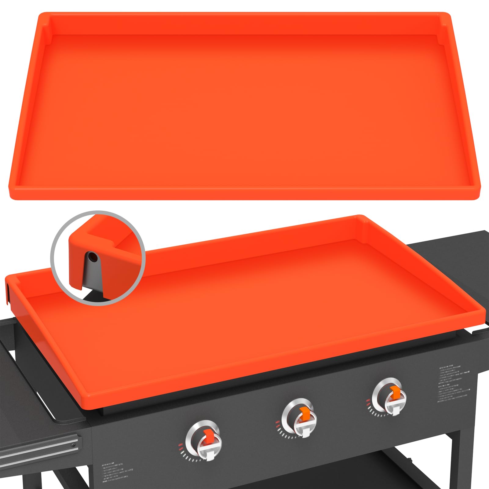 BESSIO front view of 28-inch griddle mat showing full coverage and protection