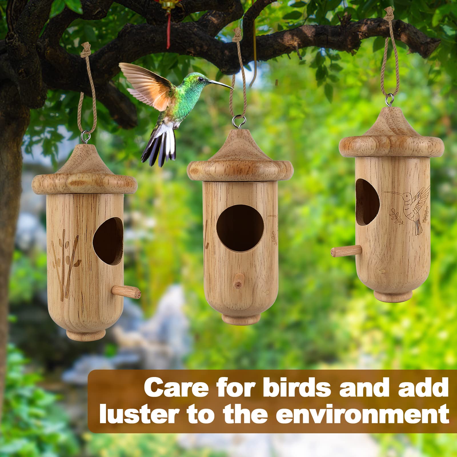 BESWORLDS size comparison in hand showing compact dimensions suitable for hummingbirds