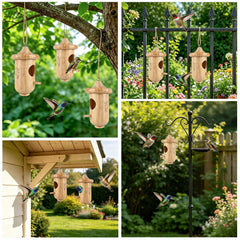 BESWORLDS side profile hung from a branch showing compact shape and discreet garden blending