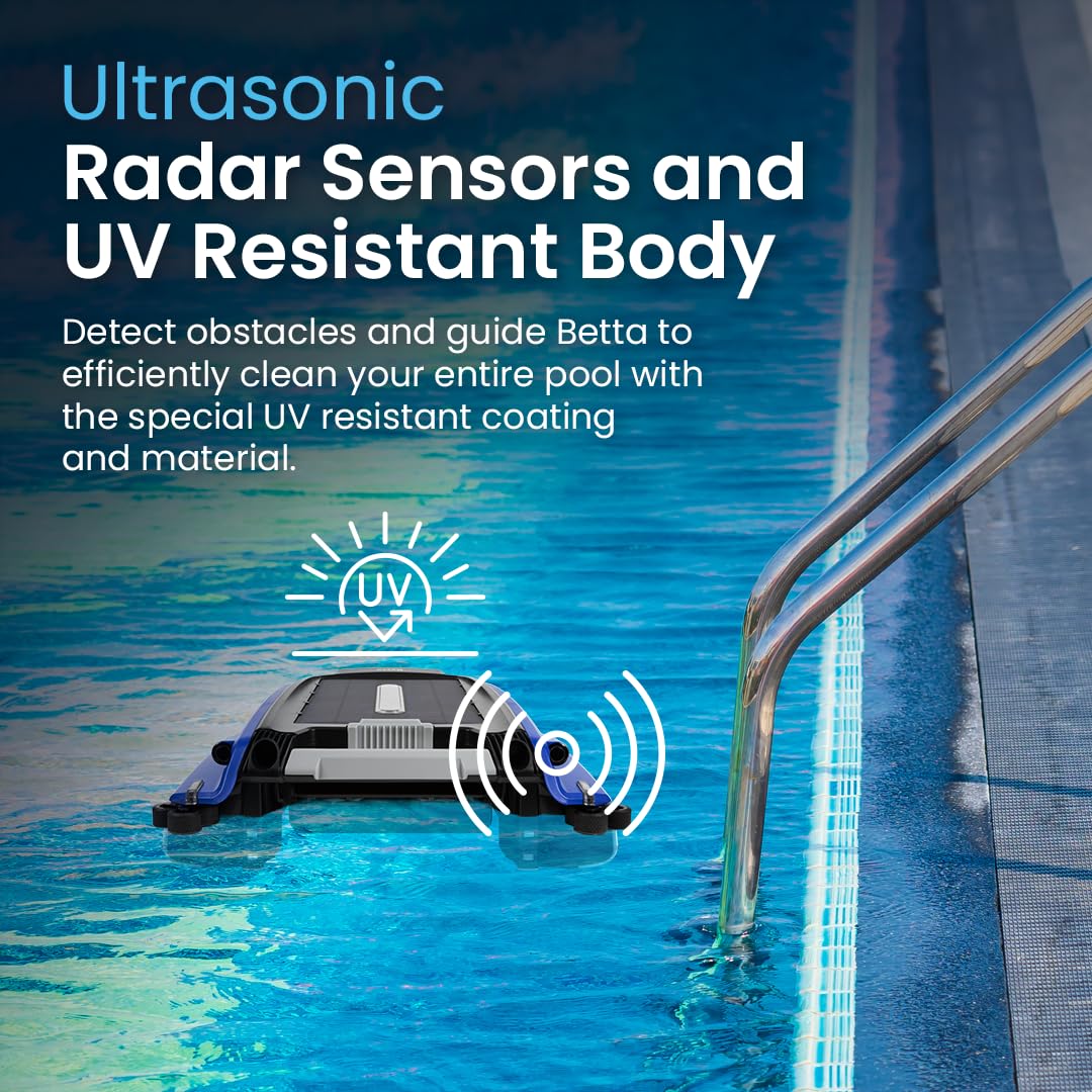 Betta SE docked at pool edge for recharging and easy access