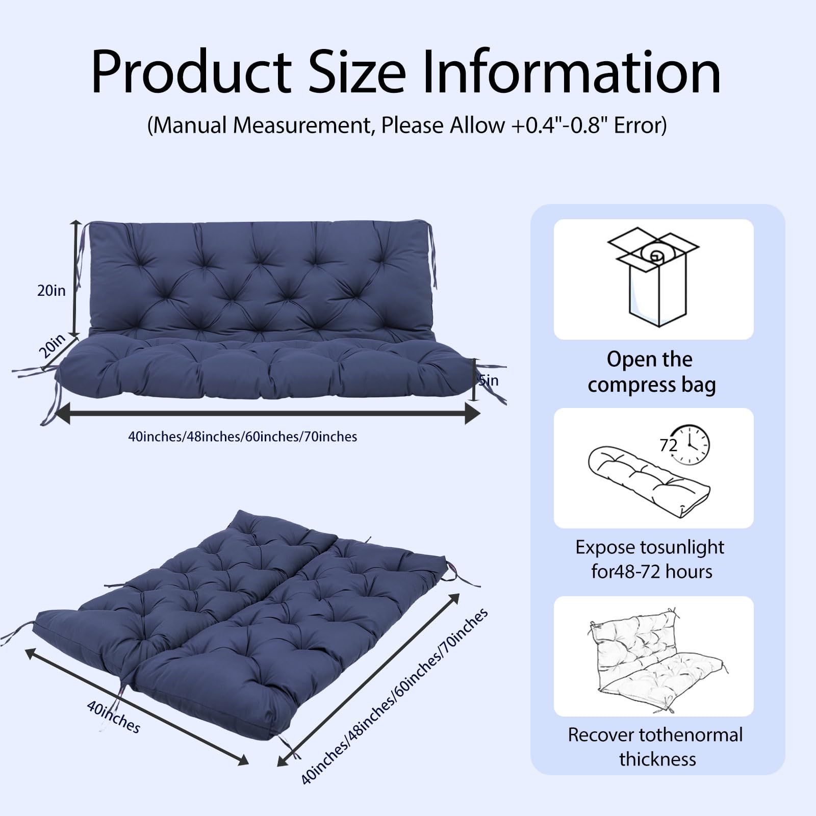 BFWHQ vacuum-packed cushion as shipped, expands to full loft after opening