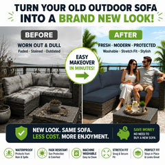 BIETYONE cover on patio sofa in use protecting cushions benefit