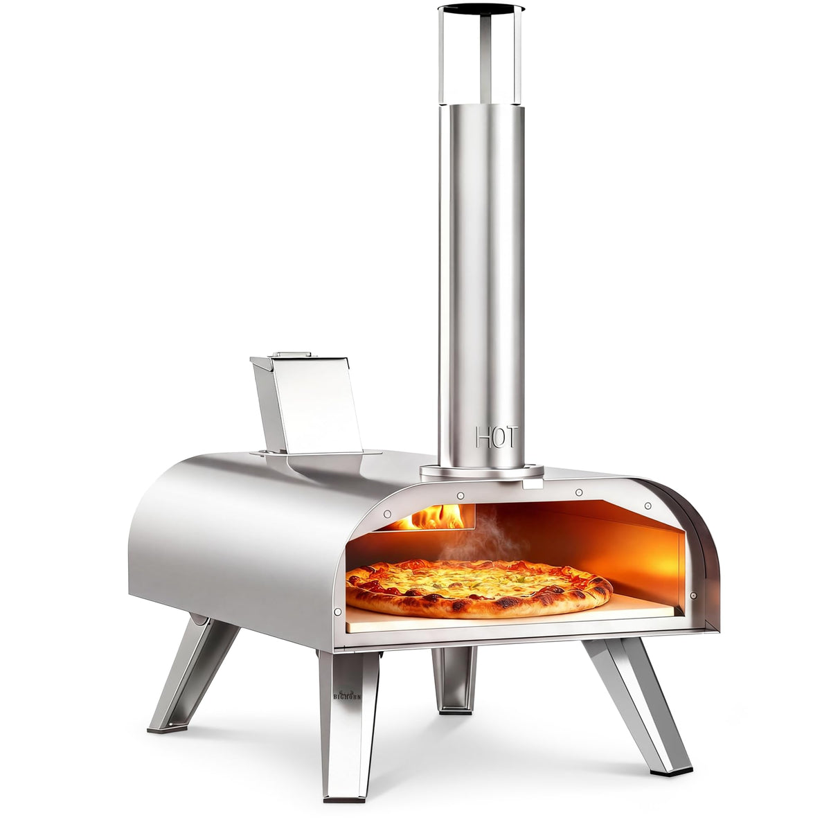 BIG HORN front stainless steel oven showing sturdy build and fast heat