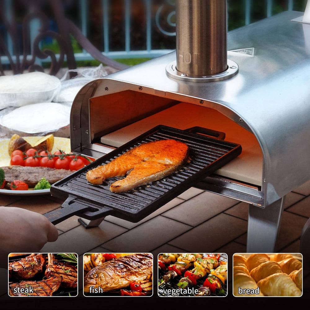 BIG HORN pizza inside oven demonstrating rapid 60–90 second cooking
