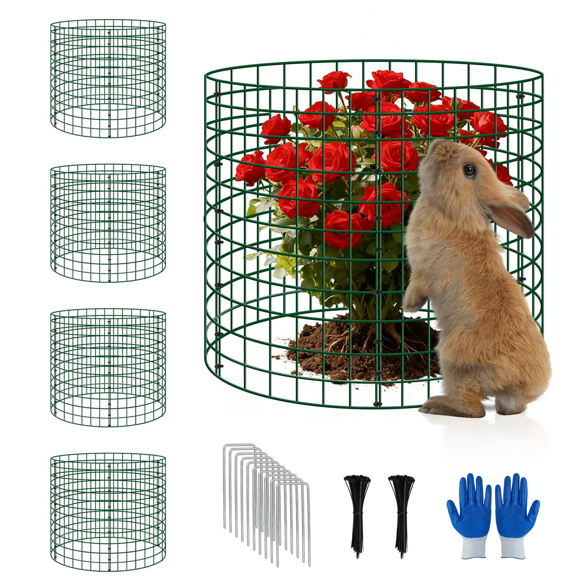 Bigwish front packaging showing four 12x12 cages and kit contents for quick protection