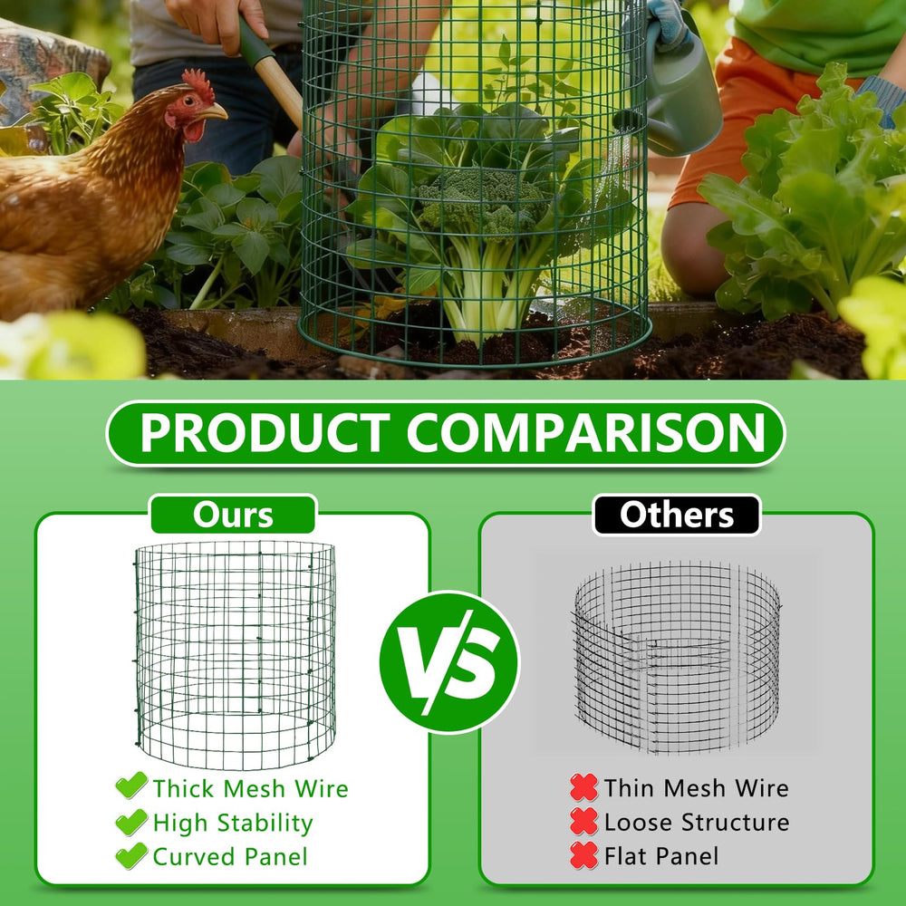 Bigwish garden scene with cages protecting vegetable seedlings from wildlife