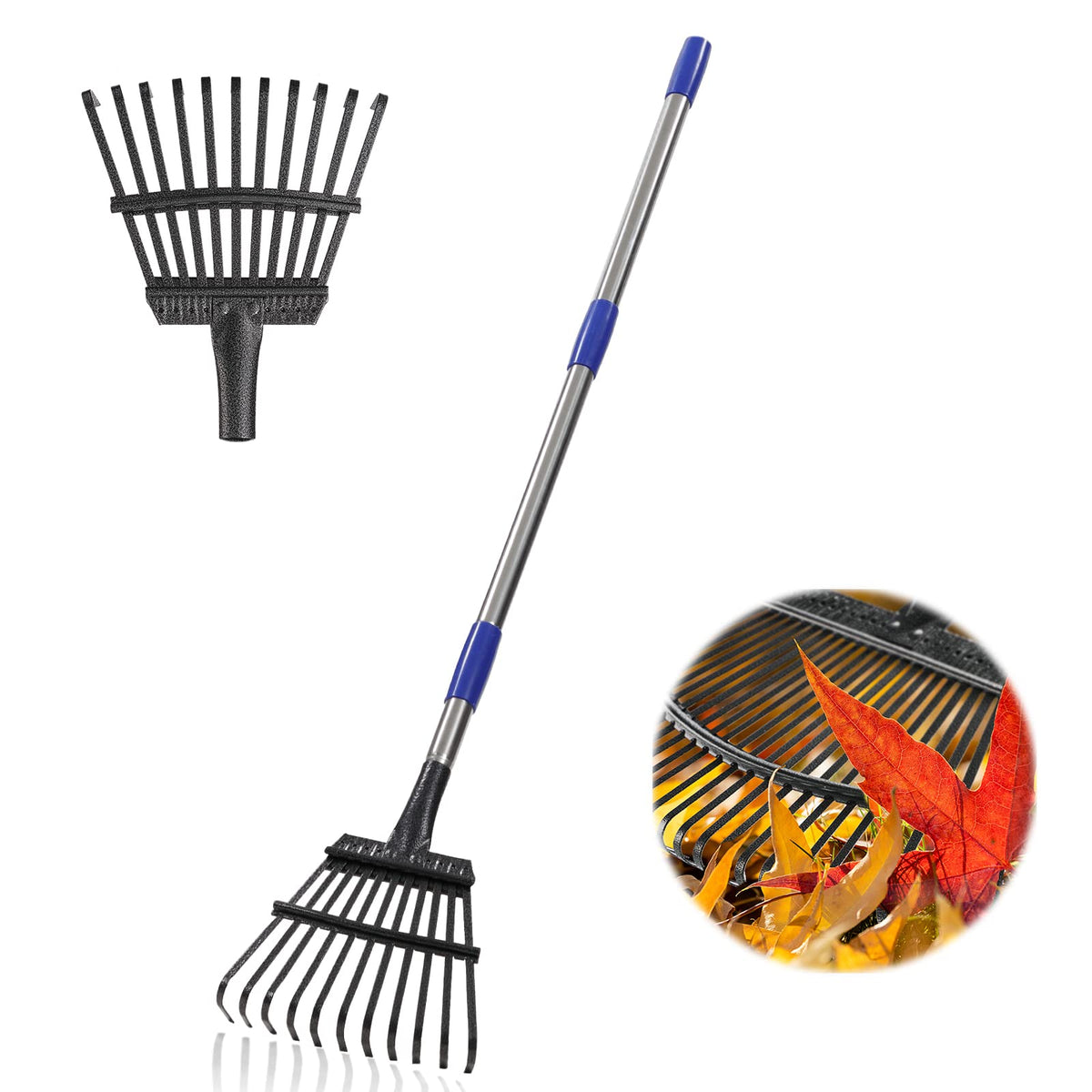Bird Twig rake front view showing narrow head and balanced design benefit precision