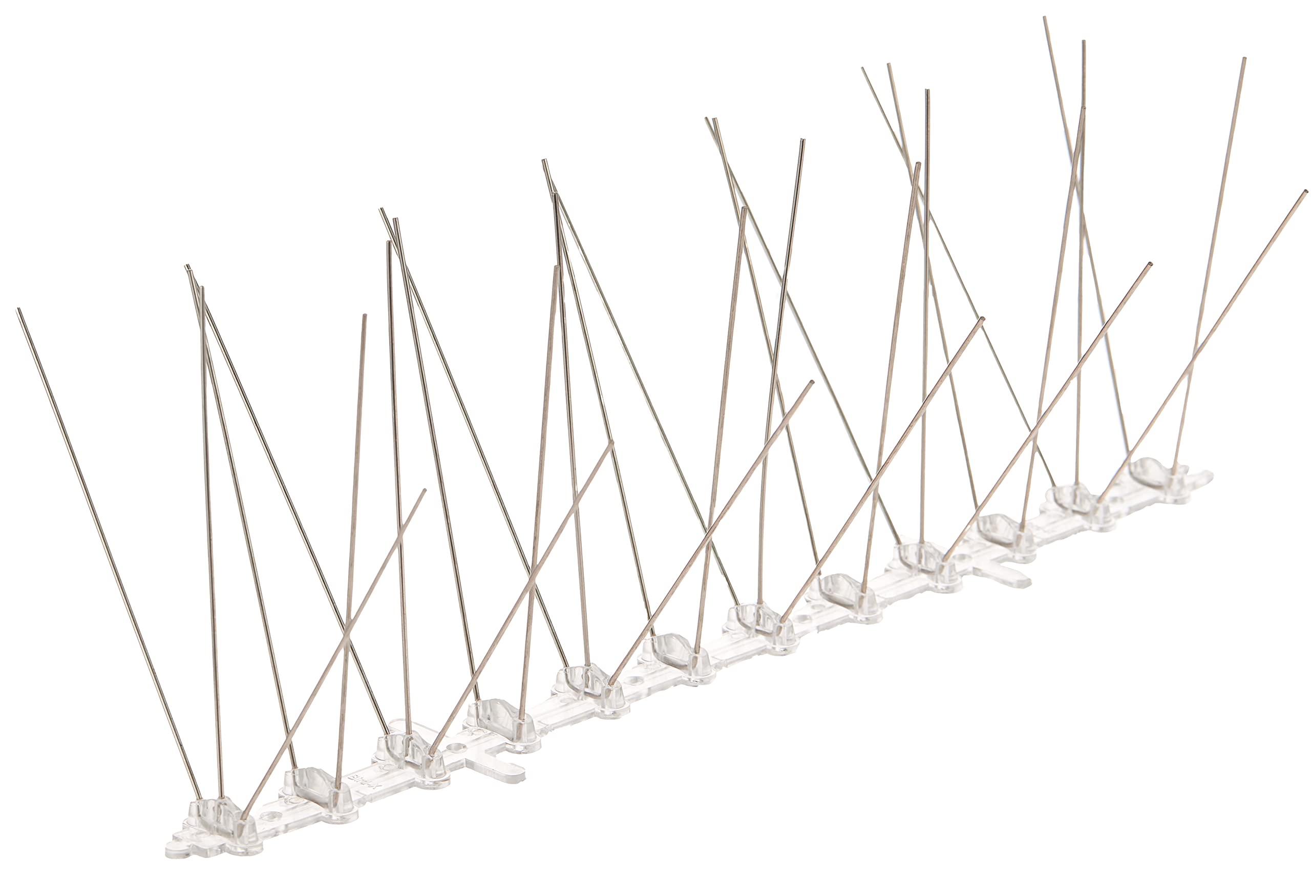 Bird-X spikes installed on a windowsill preventing perching and mess