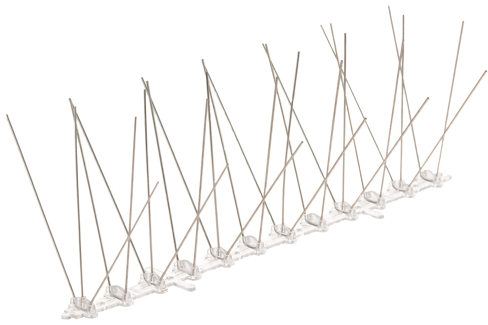 Bird-X spikes installed on a windowsill preventing perching and mess