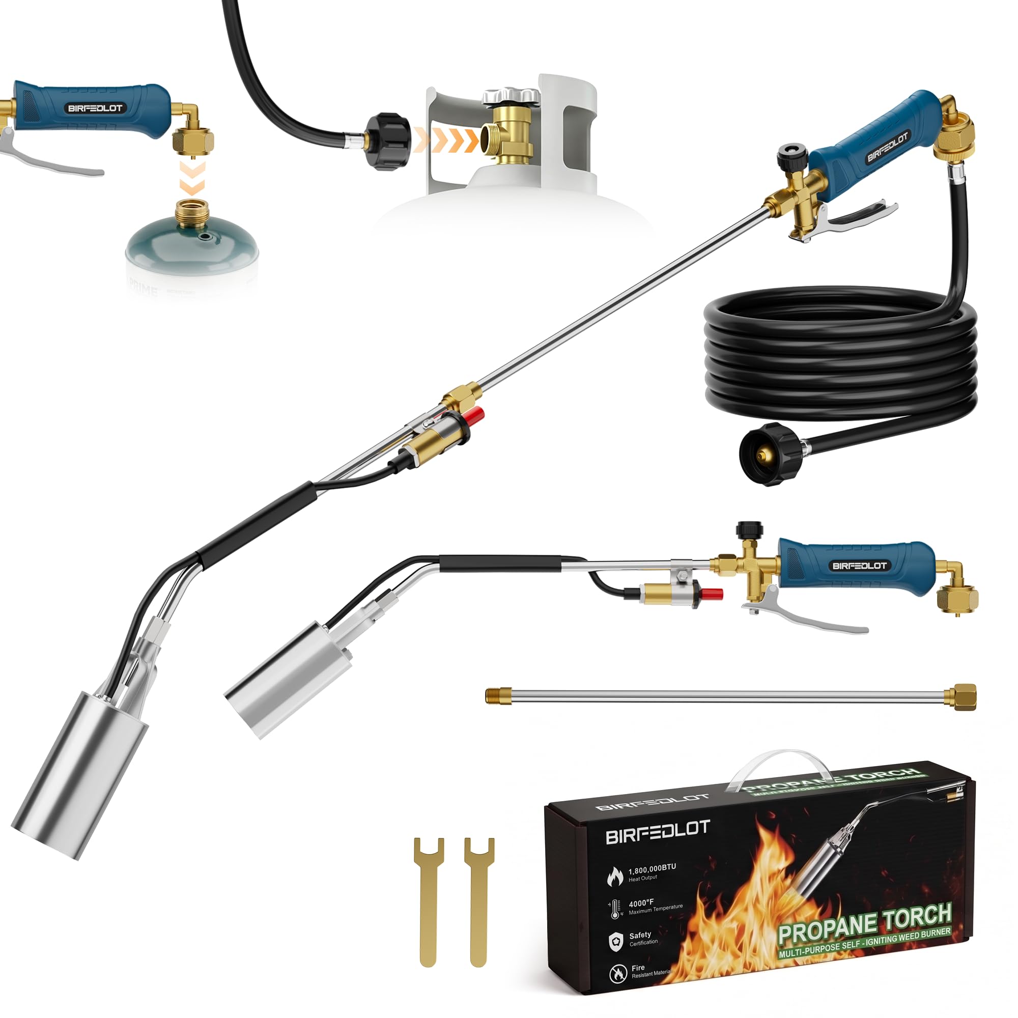 Birfedlot front view showing torch assembled and ready, fast task setup