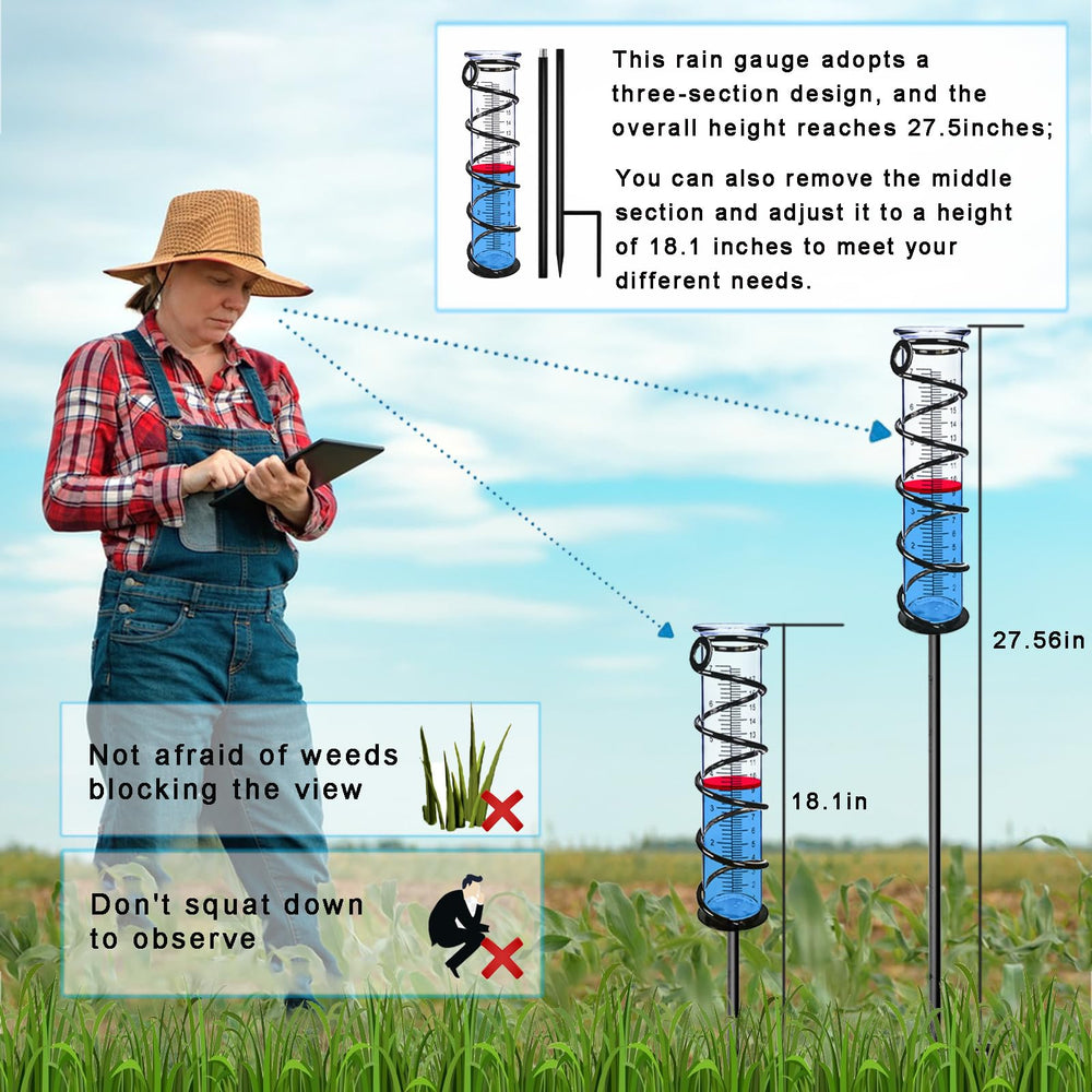 BIUWING clear collector tube detail showing printed scale for precise rainfall measurement