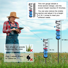 BIUWING clear collector tube detail showing printed scale for precise rainfall measurement