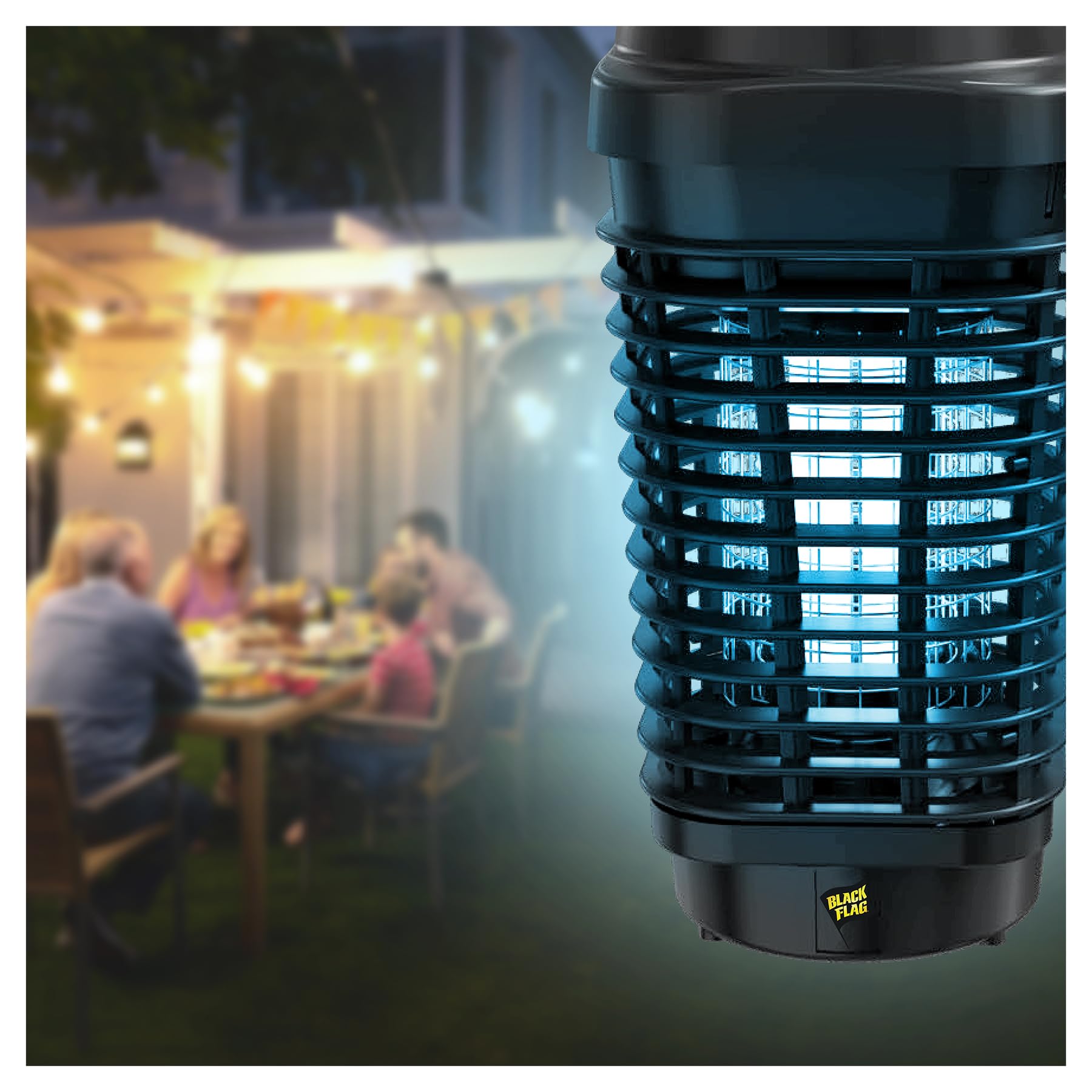 Black Flag BZ-15 UV white lamp close-up highlighting strong insect attraction