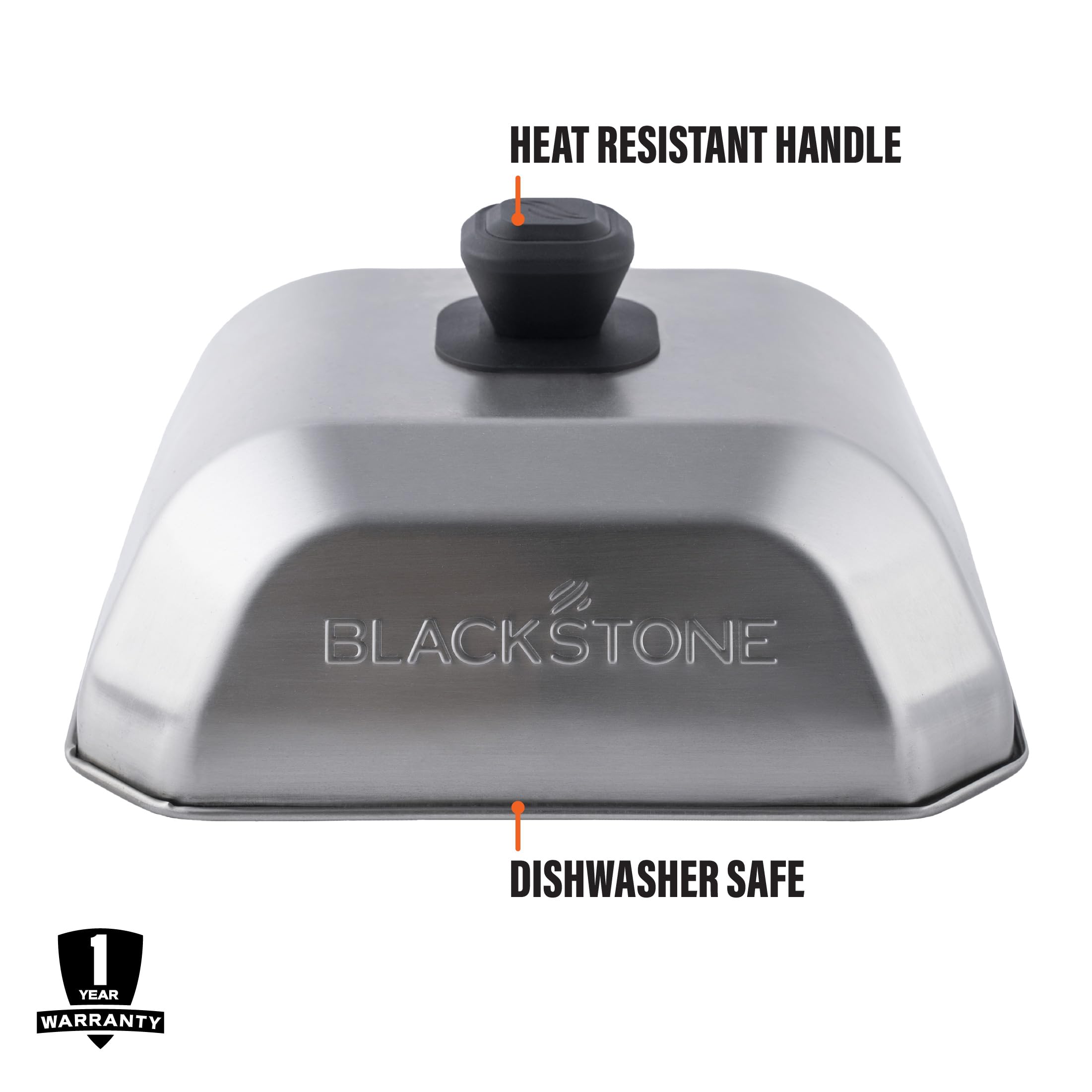 Blackstone cover on griddle trapping steam to melt cheese quickly