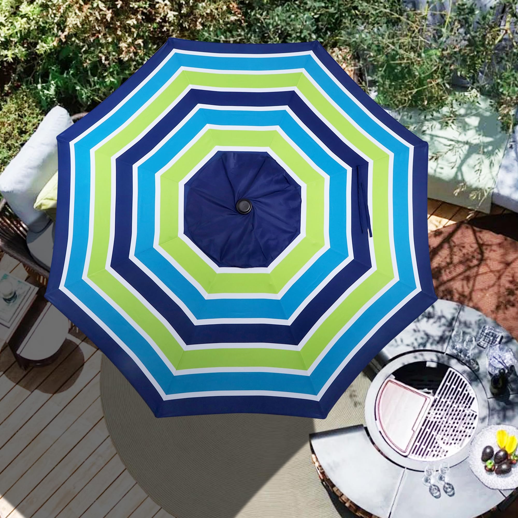 Blissun folded canopy with strap closure for compact storage and protection