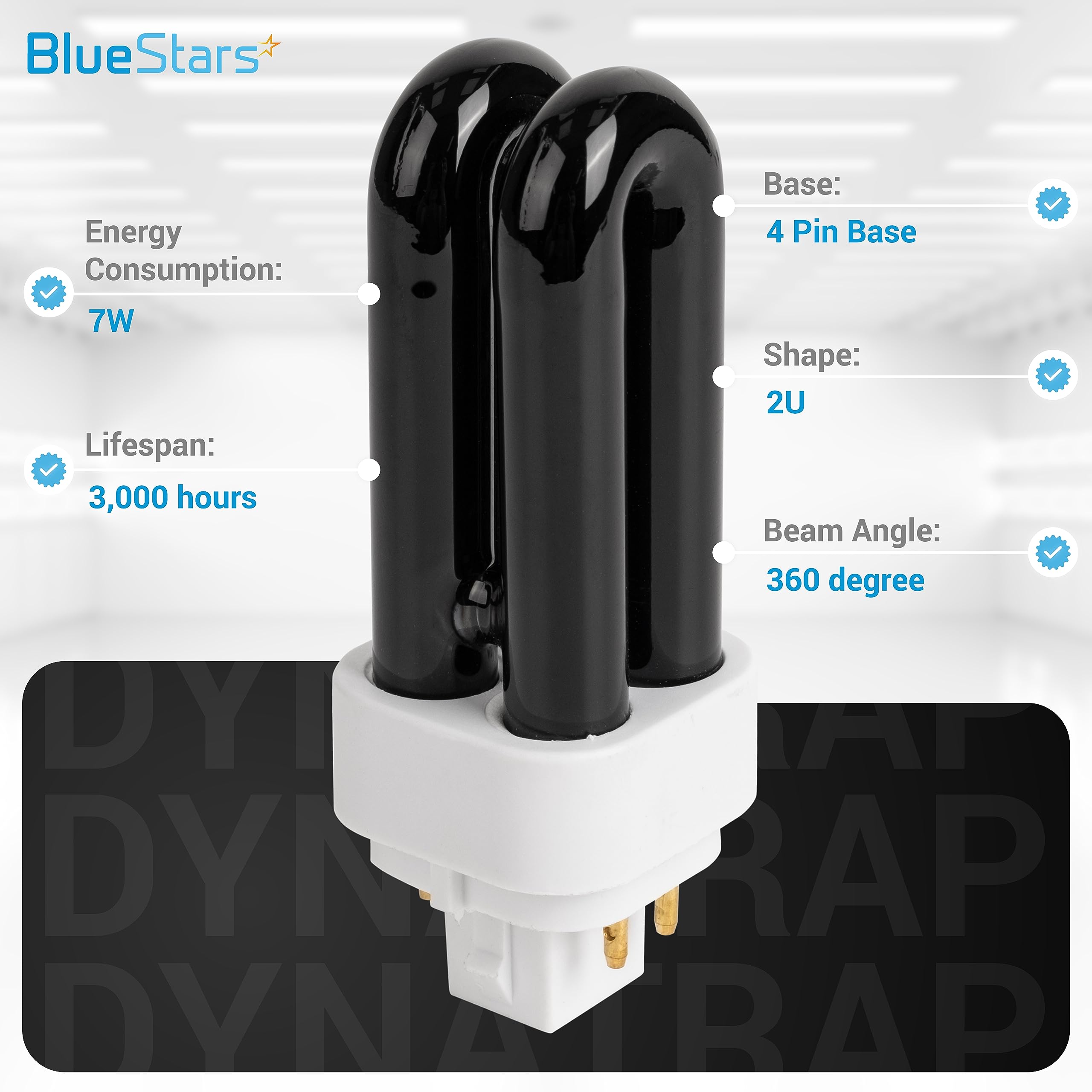 BlueStars close-up of 2U 4-pin base showing secure fit and easy installation benefit