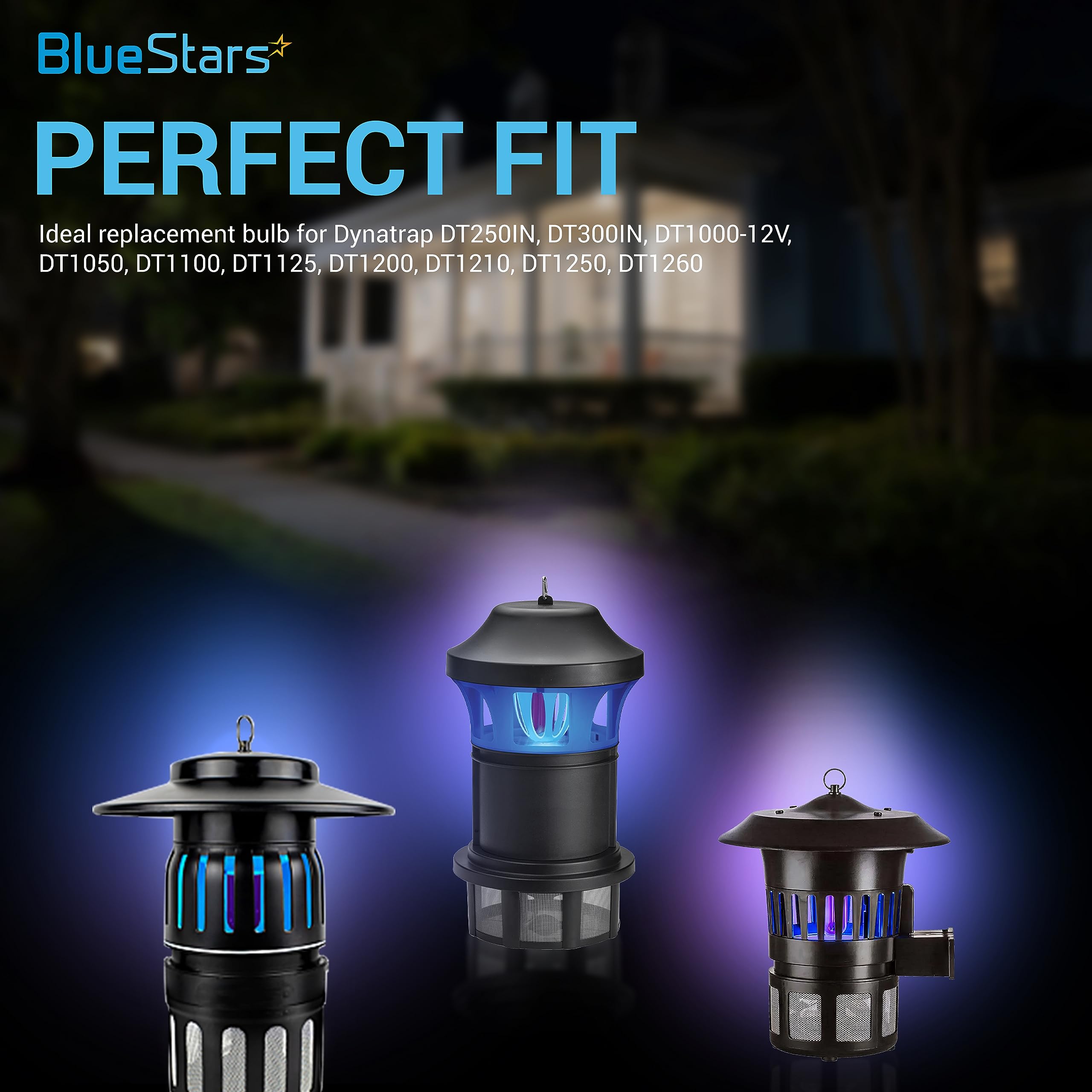 BlueStars glass tube detail highlighting UV emission surface for consistent attraction effectiveness