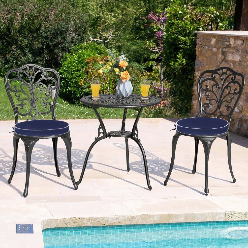 Blytieor cushion installed on bistro chair outdoors offering weather-ready seating