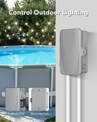 BN-LINK mounted next to pool equipment showing convenient outdoor placement and accessibility