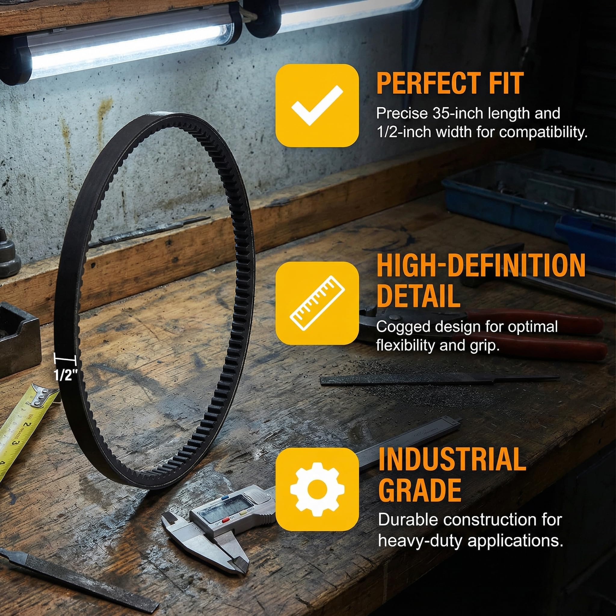 BOAISDHY belt installed on an auger pulley demonstrating restored drive benefit