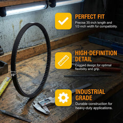 BOAISDHY belt installed on an auger pulley demonstrating restored drive benefit