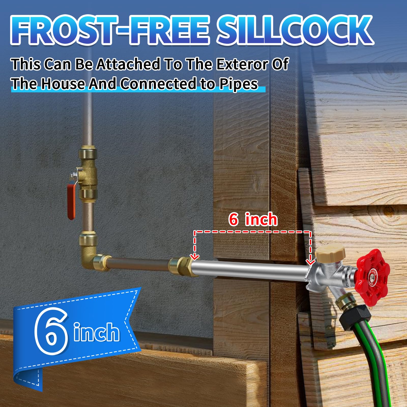 Boltigen hose bibb detail with 3/4" GHT threads for quick hose attachment