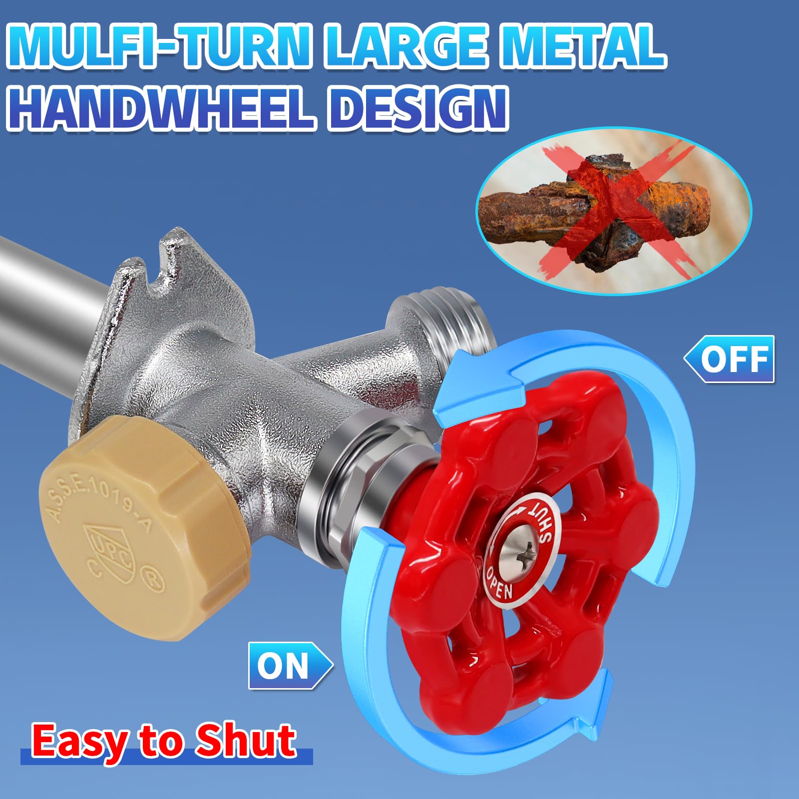 Boltigen 8-inch stem profile illustrating frost-free placement and pipe protection