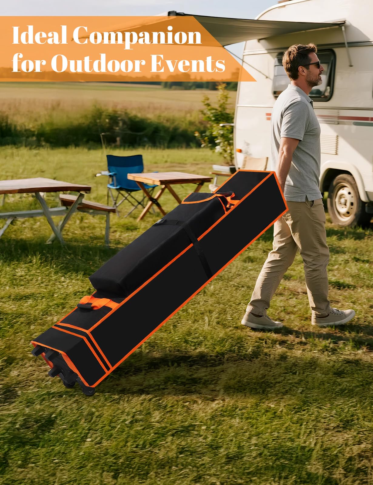 bomis tent bag with folded canopy inside for size comparison and neat storage