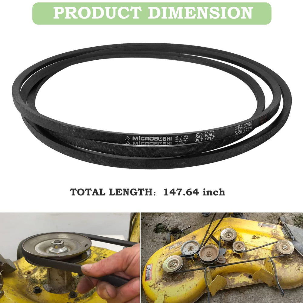 Bonbo belt routed on mower deck with diagram helping correct installation and tension