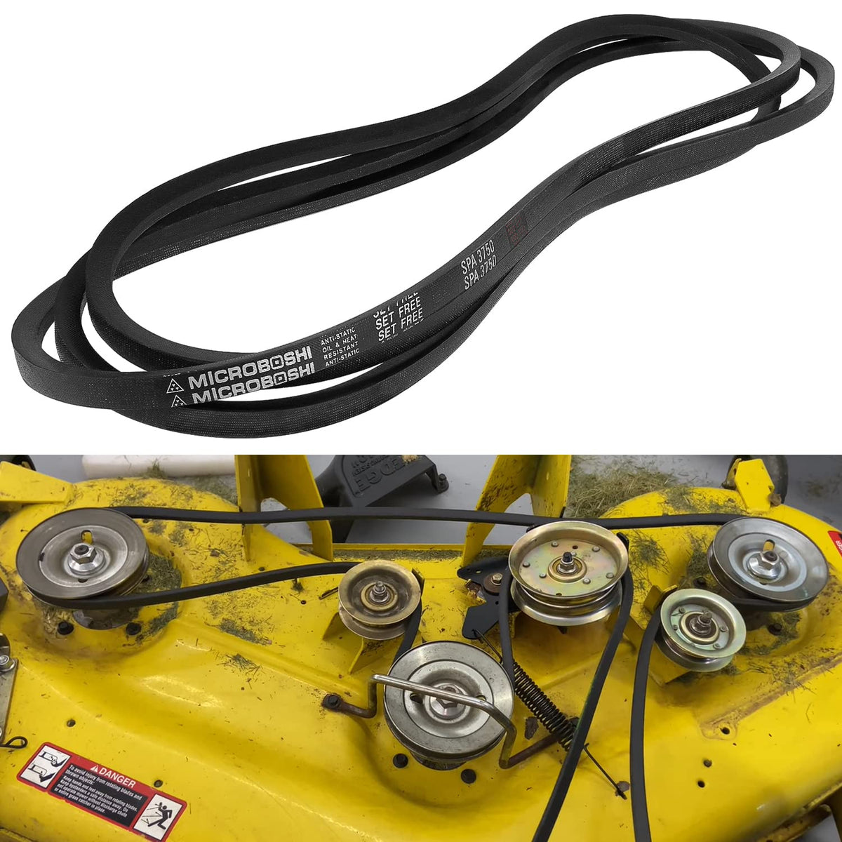 Bonbo front packaging showing 48-inch V-belt and compatibility list benefits reliability