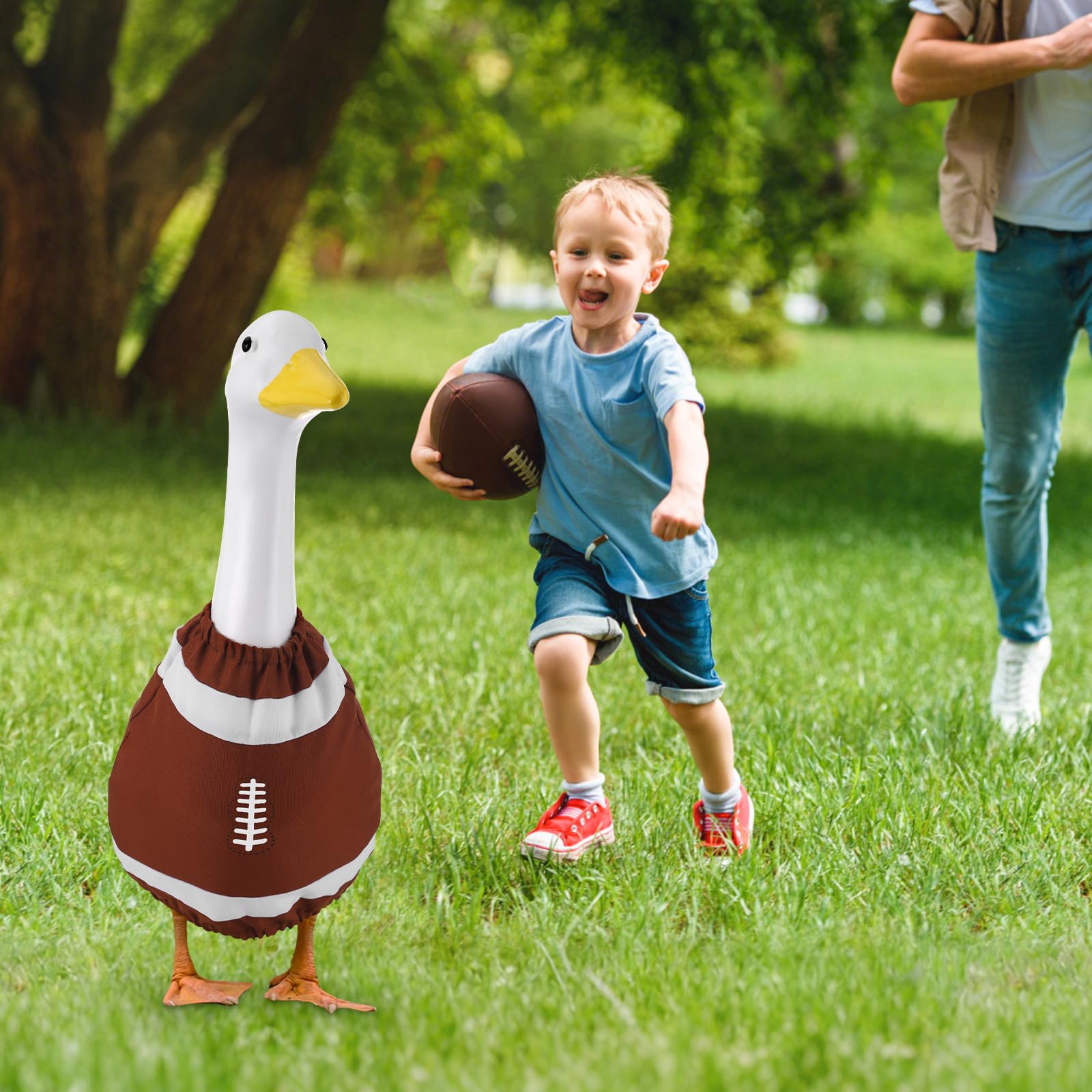 Booson dressed goose in indoor entryway showing decorative versatility