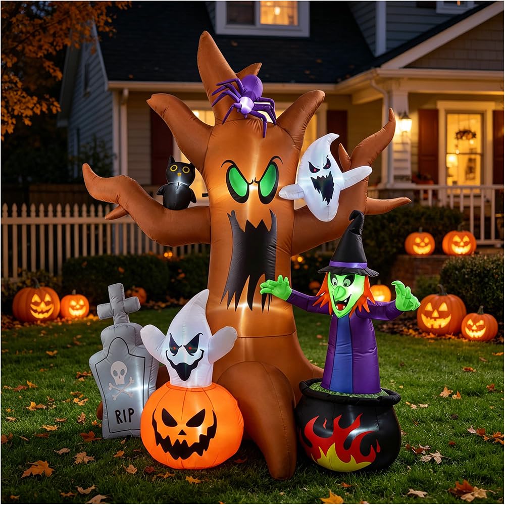 BORGOVA front view spooky tree showing full eight-foot display and curb appeal